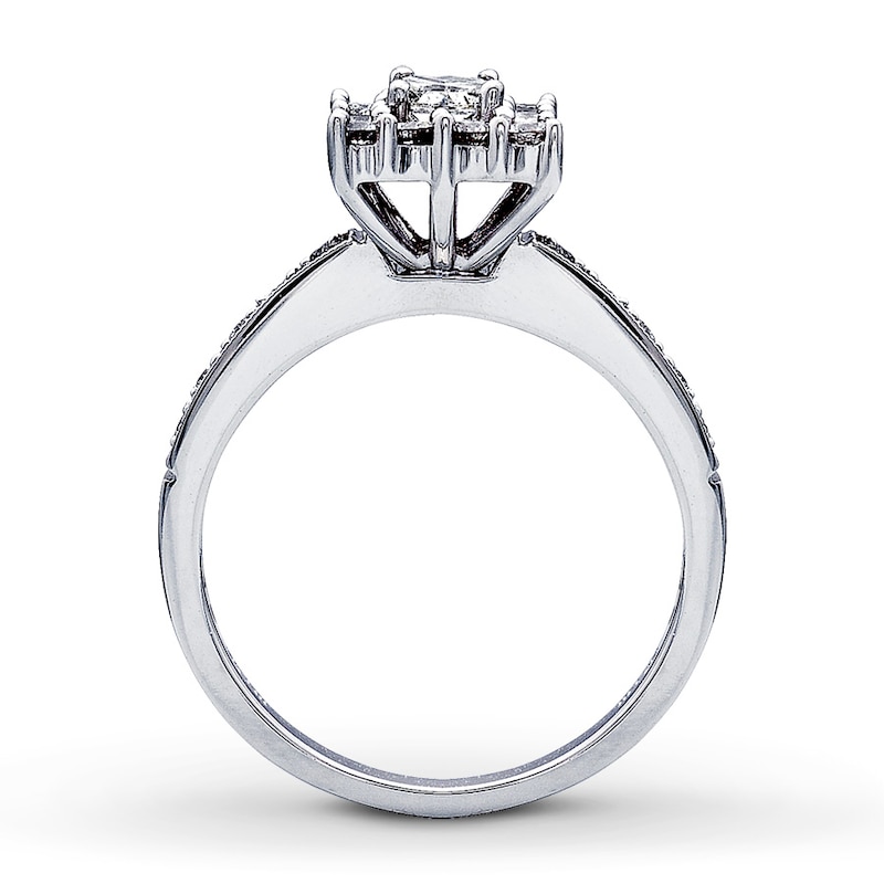 Main Image 2 of Previously Owned Diamond Engagement Ring 5/8 ct tw Princess & Round-cut 14K White Gold Size 10