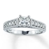 Thumbnail Image 1 of Previously Owned Diamond Engagement Ring 3/4 ct tw Princess & Round-cut 14K White Gold Size 3.5