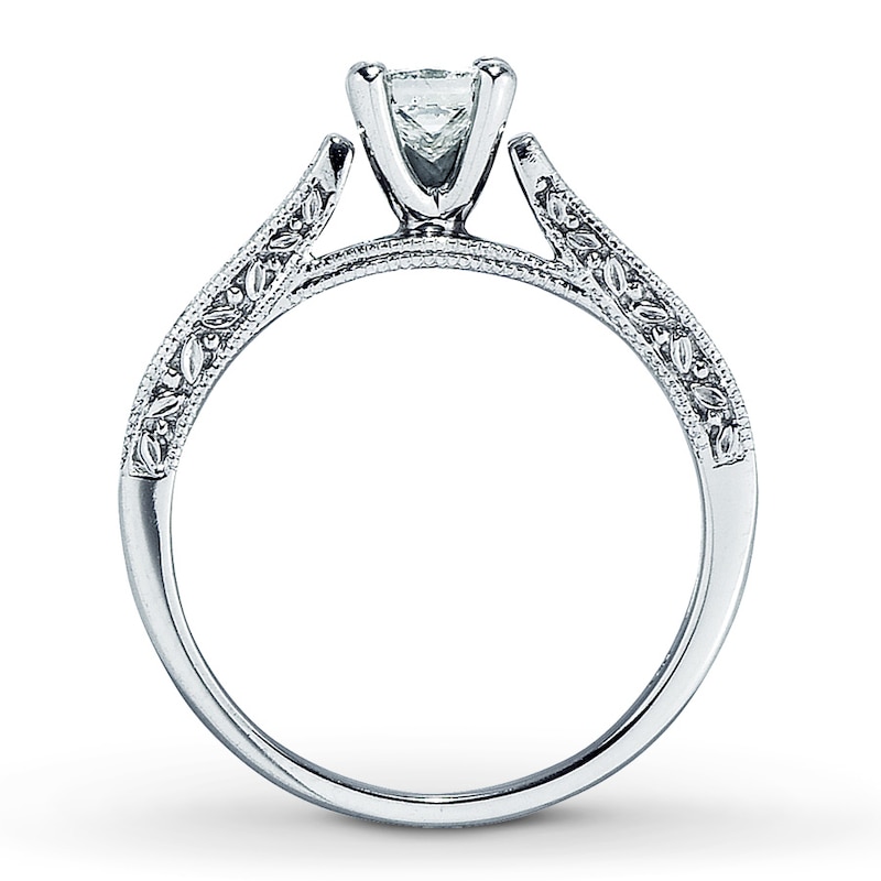 Main Image 2 of Previously Owned Diamond Engagement Ring 3/4 ct tw Princess & Round-cut 14K White Gold Size 3.5
