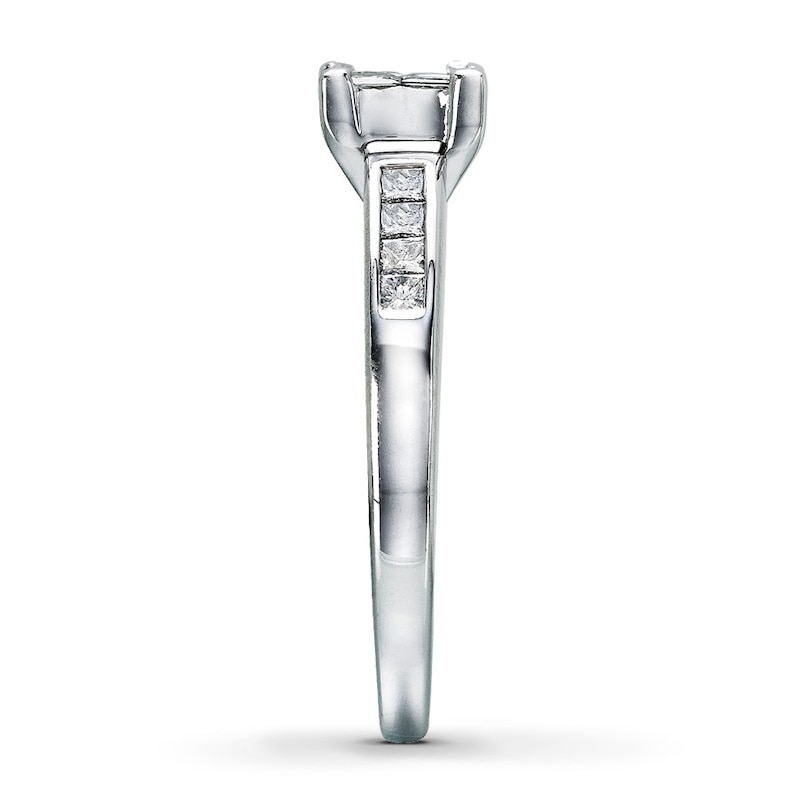 Main Image 3 of Previously Owned Diamond Engagement Ring 7/8 ct tw Princess-cut 4K White Gold - Size 4.25