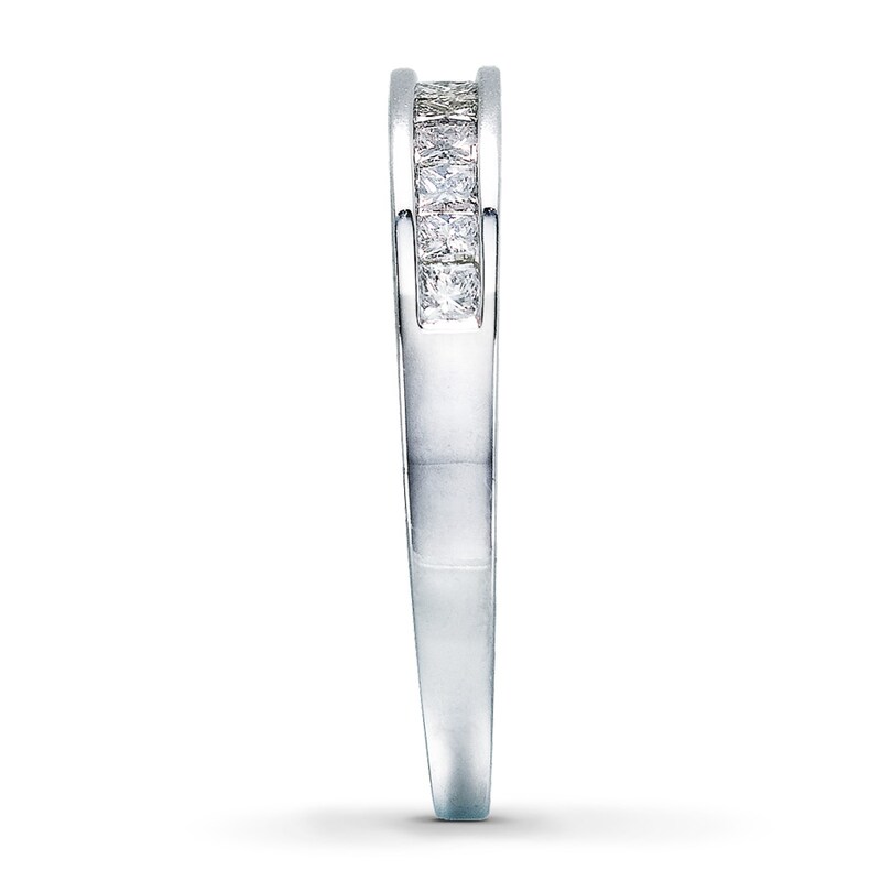 Main Image 3 of Previously Owned Diamond Wedding Band 3/8 ct tw Princess-cut 14K White Gold Size 9.75