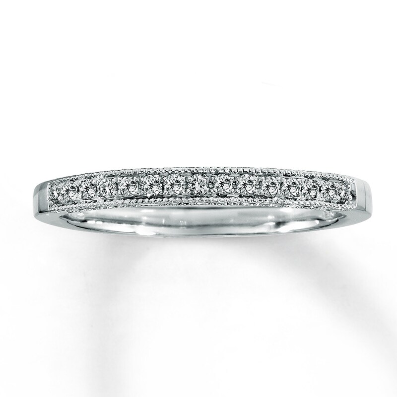 Main Image 1 of Previously Owned Band 1/8 ct tw Round-cut Diamonds 14K White Gold - Size 4.25