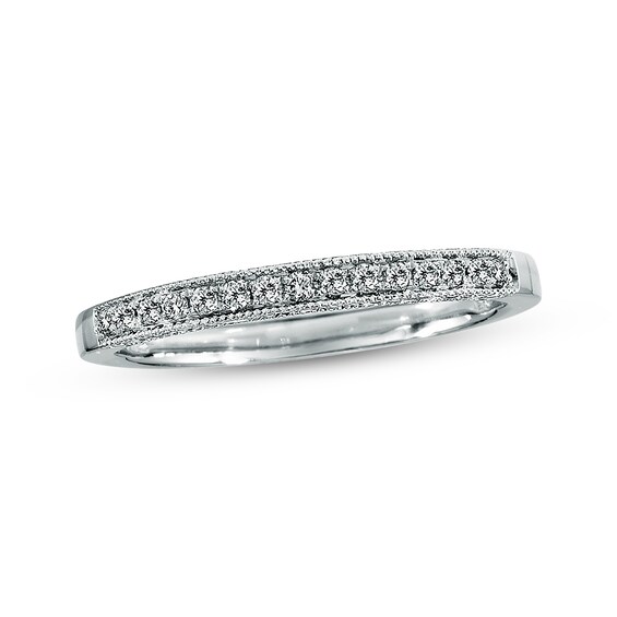 Previously Owned Wedding Band 1/8 ct tw Round-cut Diamonds 14K White Gold Size 4.5