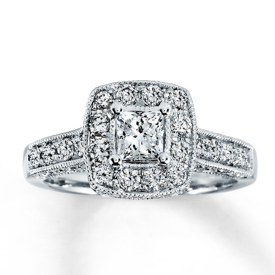 Previously Owned Diamond Engagement Ring 1 ct tw Princess & Round-cut 14K White Gold Size 10