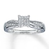 Thumbnail Image 1 of Previously Owned Diamond Engagement Ring 1/5 ct tw Princess & Round-cut Diamonds 10K White Gold - Size 4.5