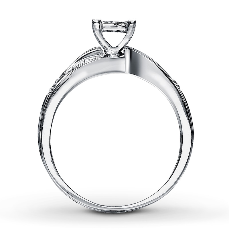 Main Image 2 of Previously Owned Diamond Engagement Ring 1/5 ct tw Princess & Round-cut Diamonds 10K White Gold - Size 4.5