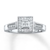 Thumbnail Image 1 of Previously Owned Diamond Engagement Ring 1/4 ct tw Princess & Round-cut 10K White Gold Size 9.25