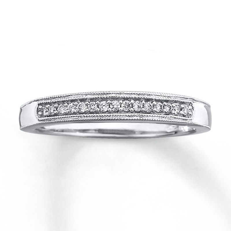 Previously Owned Wedding Band 1/20 ct tw Round-cut Diamonds 10K White Gold - Size 9.5