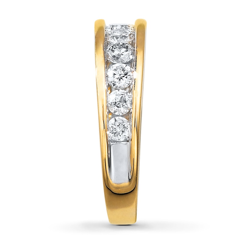 Main Image 3 of Previously Owned Diamond Wedding Band 1-1/5 ct tw Round-cut 14K Yellow Gold - Size 12.75