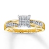 Thumbnail Image 1 of Previously Owned Engagement Ring 1/5 ct tw Princess & Round-cut Diamonds 10K Yellow Gold Size 4