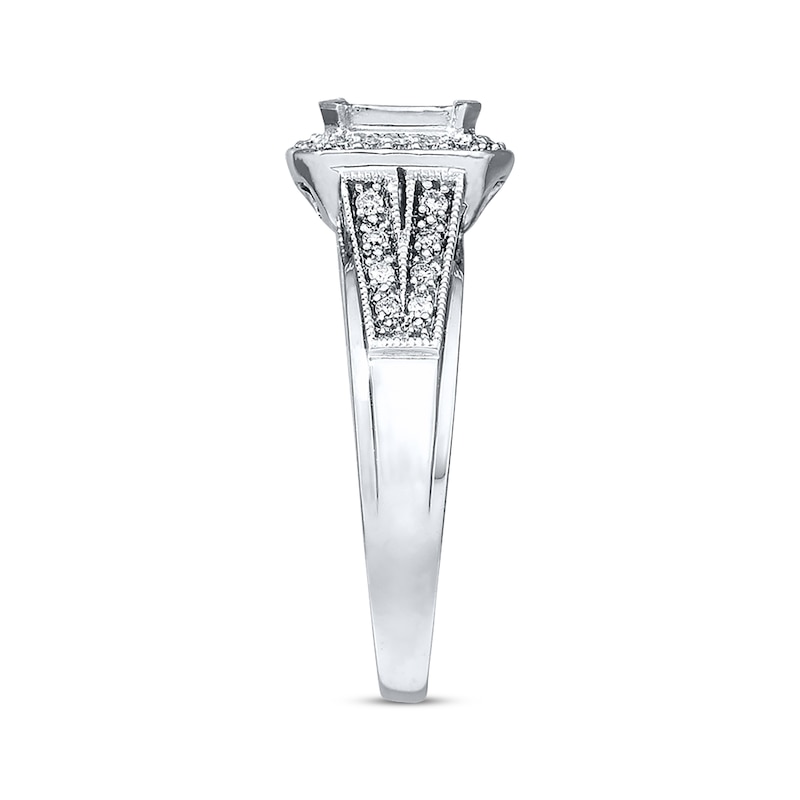 Previously Owned Diamond Engagement Ring 1/3 ct tw Princess/Round-cut 10K White Gold - Size 9.75