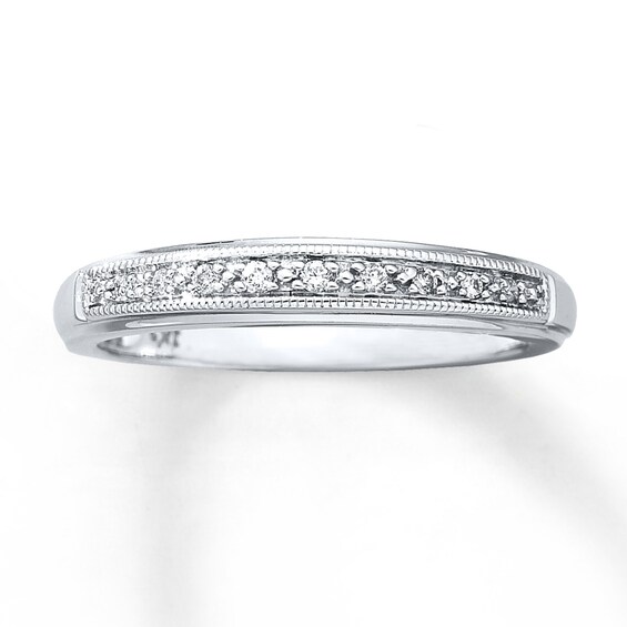 Previously Owned Diamond Wedding Band 1/20 ct tw Round-cut 10K White Gold Size 4.75