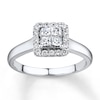 Thumbnail Image 1 of Previously Owned Diamond Engagement Ring 1/4 ct tw Princess & Round-cut 10K White Gold - Size 10