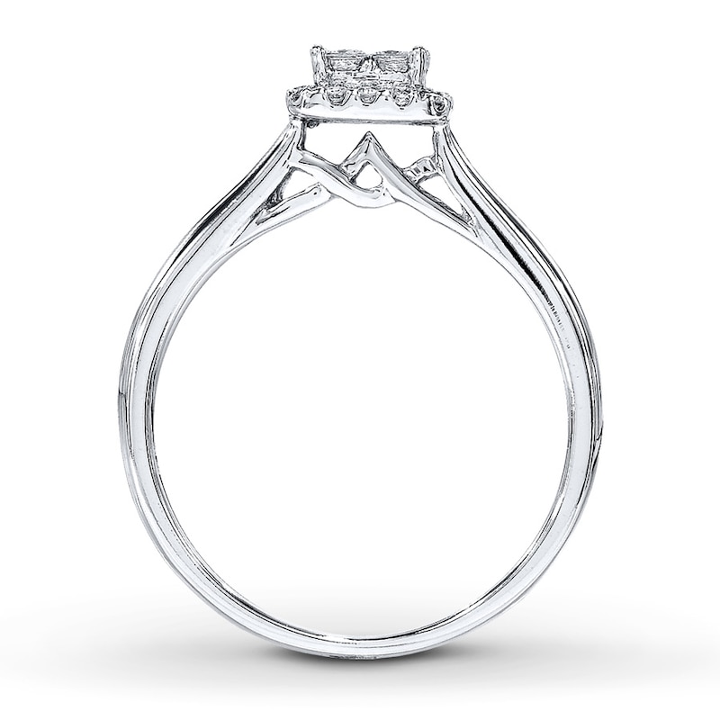 Main Image 2 of Previously Owned Diamond Engagement Ring 1/4 ct tw Princess & Round-cut 10K White Gold - Size 10