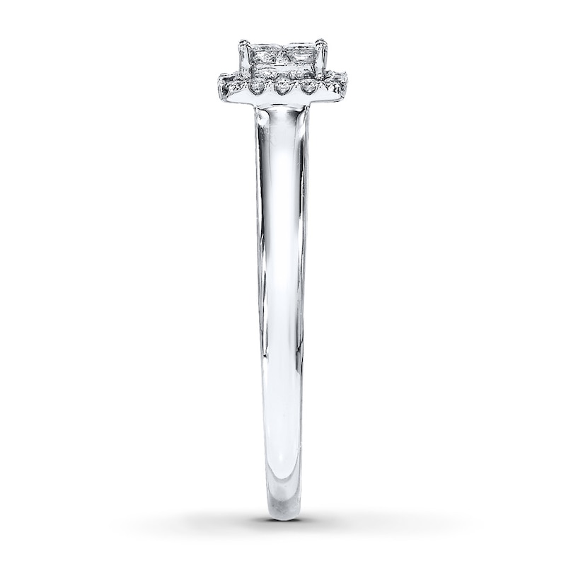 Main Image 3 of Previously Owned Diamond Engagement Ring 1/4 ct tw Princess & Round-cut 10K White Gold - Size 10