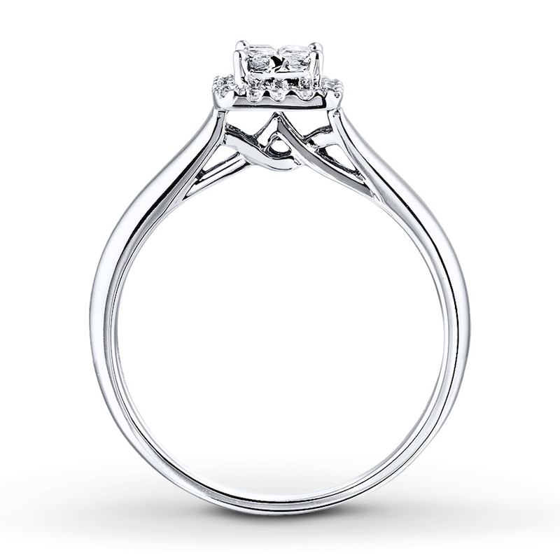 Main Image 2 of Previously Owned Diamond Engagement Ring 1/2 ct tw Princess & Round-cut 10K White Gold - Size 3