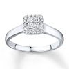 Thumbnail Image 1 of Previously Owned Diamond Engagement Ring 1/2 ct tw Princess & Round-cut 10K White Gold Size 3.5