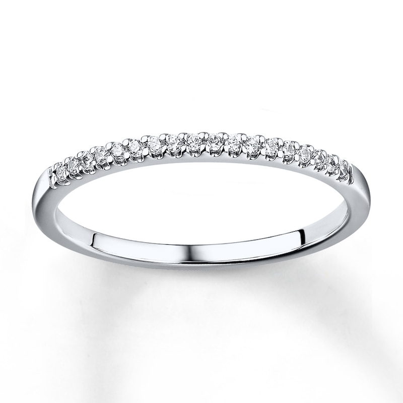 Main Image 1 of Previously Owned Diamond Wedding Band 1/10 ct tw Round-cut 10K White Gold - Size 10.5