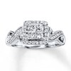 Thumbnail Image 0 of Previously Owned Diamond Engagement Ring 5/8 ct tw Princess & Round-cut 14K White Gold - Size 3.75