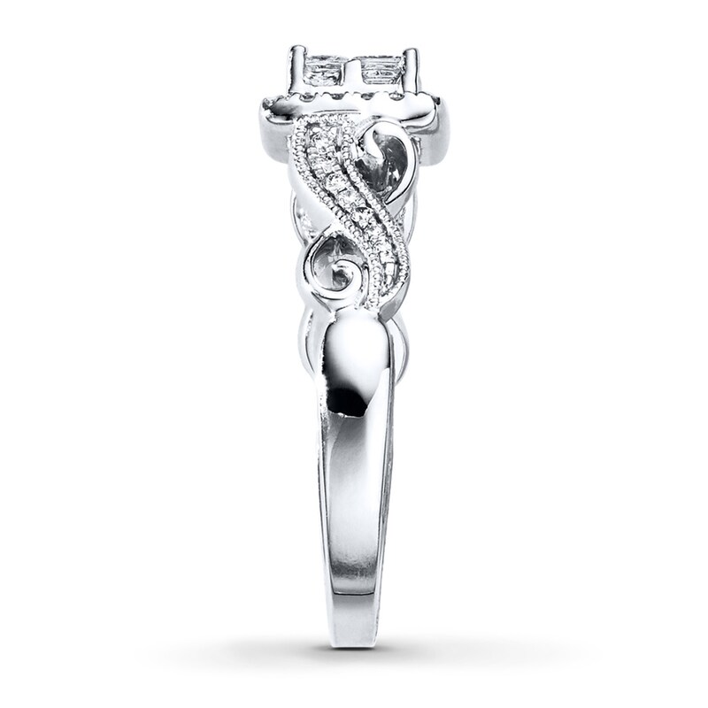 Previously Owned Diamond Engagement Ring 5/8 ct tw Princess & Round-cut 14K White Gold - Size 3.75