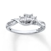 Previously Owned 3-Stone Diamond Ring 1/2 ct tw Princess & Round-cut 10K White Gold