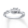 Thumbnail Image 0 of Previously Owned 3-Stone Diamond Ring 1/2 ct tw Princess & Round-cut 10K White Gold - Size 4.25