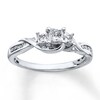 Thumbnail Image 1 of Previously Owned 3-Stone Diamond Ring 1/2 ct tw Princess & Round-cut 10K White Gold - Size 9