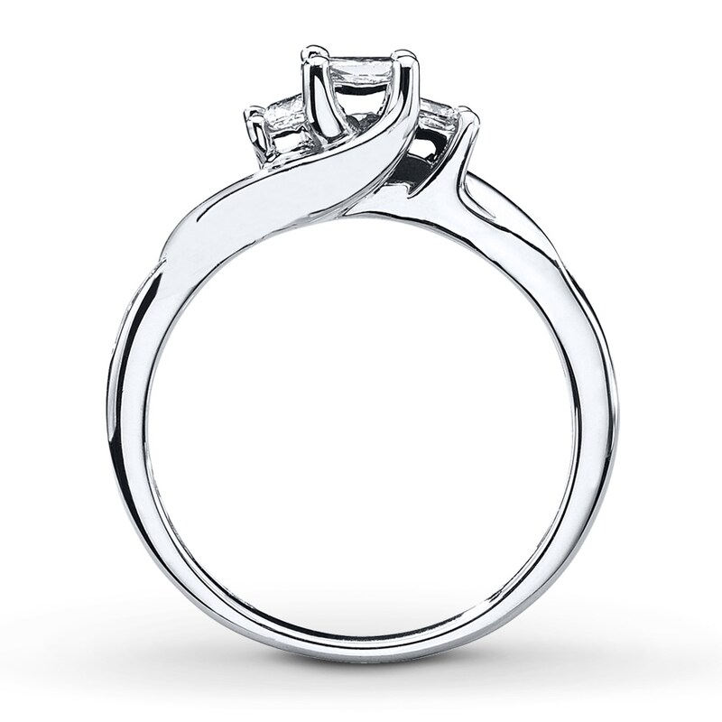 Main Image 2 of Previously Owned 3-Stone Diamond Ring 1/2 ct tw Princess & Round-cut 10K White Gold - Size 9