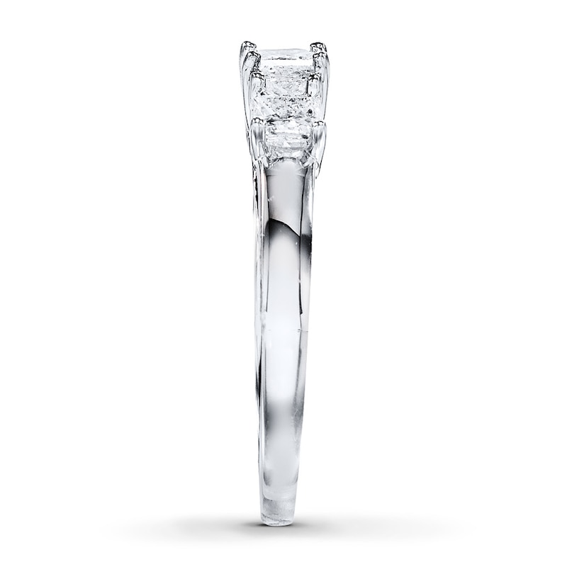 Main Image 3 of Previously Owned 3-Stone Diamond Engagement Ring 1 ct tw Princess-cut 14K White Gold - Size 4.5