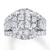 Thumbnail Image 1 of Previously Owned Diamond Engagement Ring 4 ct tw Princess, Baguette & Round-cut 14K White Gold - Size 9.5