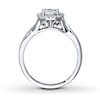 Thumbnail Image 1 of Previously Owned Diamond Engagement Ring 1/3 ct tw Princess & Round-cut 10K White Gold - Size 4