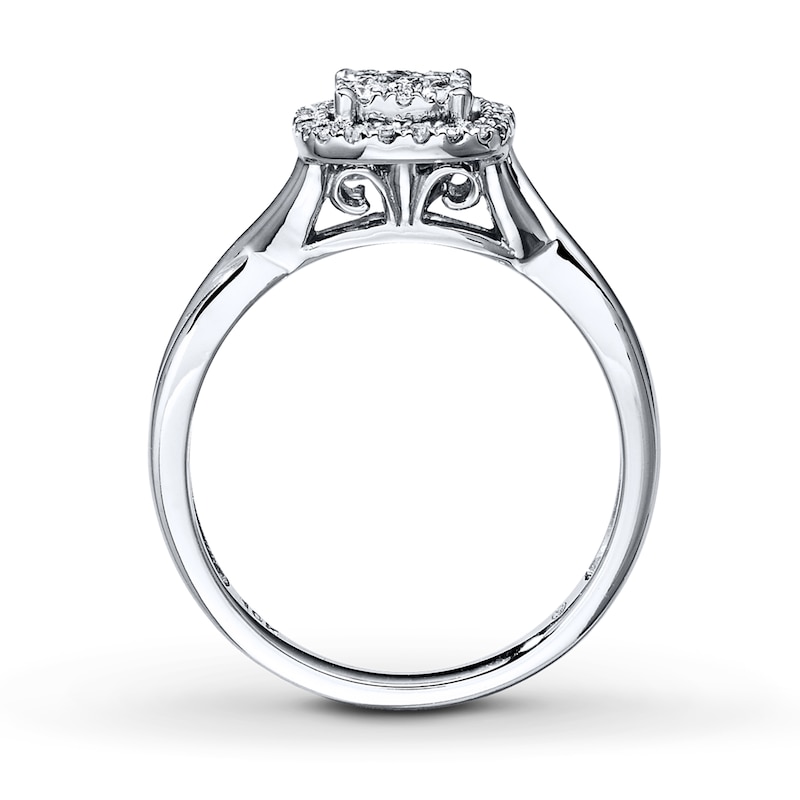 Previously Owned Diamond Engagement Ring 1/3 ct tw Princess & Round-cut 10K White Gold
