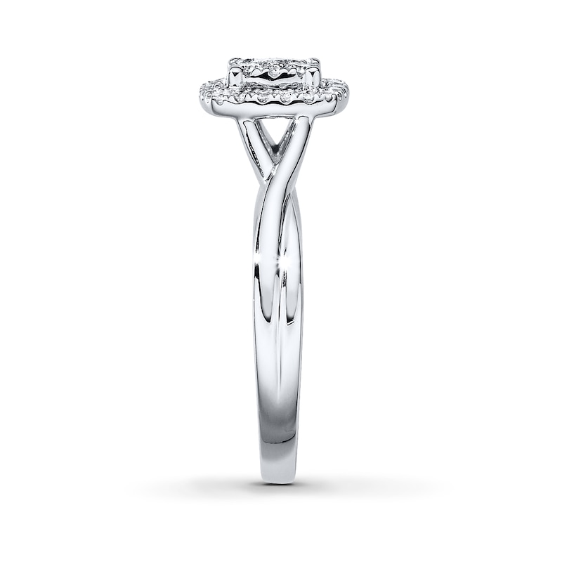 Previously Owned Diamond Engagement Ring 1/3 ct tw Princess & Round-cut 10K White Gold