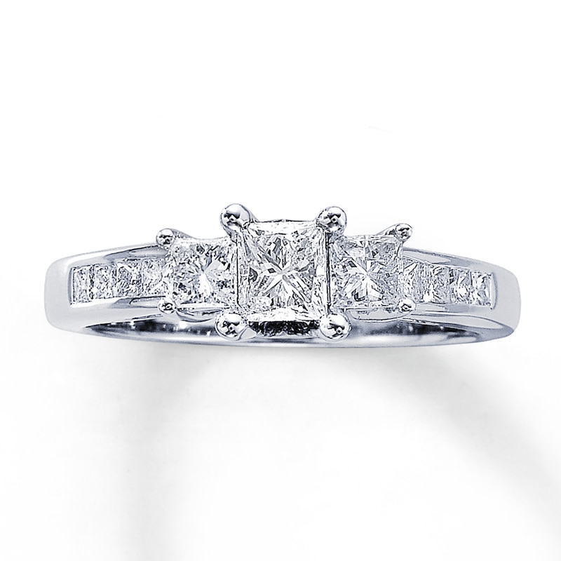 Previously Owned Three-Stone Diamond Engagement Ring 1 ct tw Princess ...