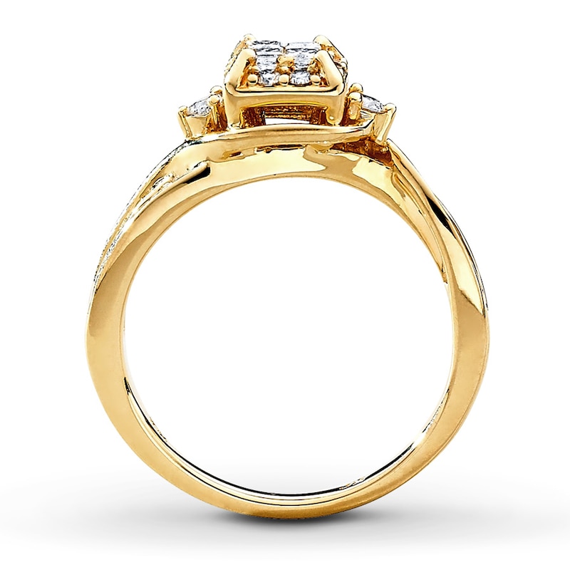 Main Image 2 of Previously Owned Diamond Engagement Ring 5/8 ct tw Princess & Round-cut 10K Yellow Gold Size 10.25