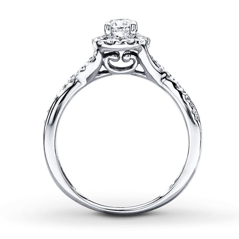 Main Image 2 of Previously Owned Diamond Engagement Ring 1/2 ct tw Round-cut 10K White Gold - Size 10