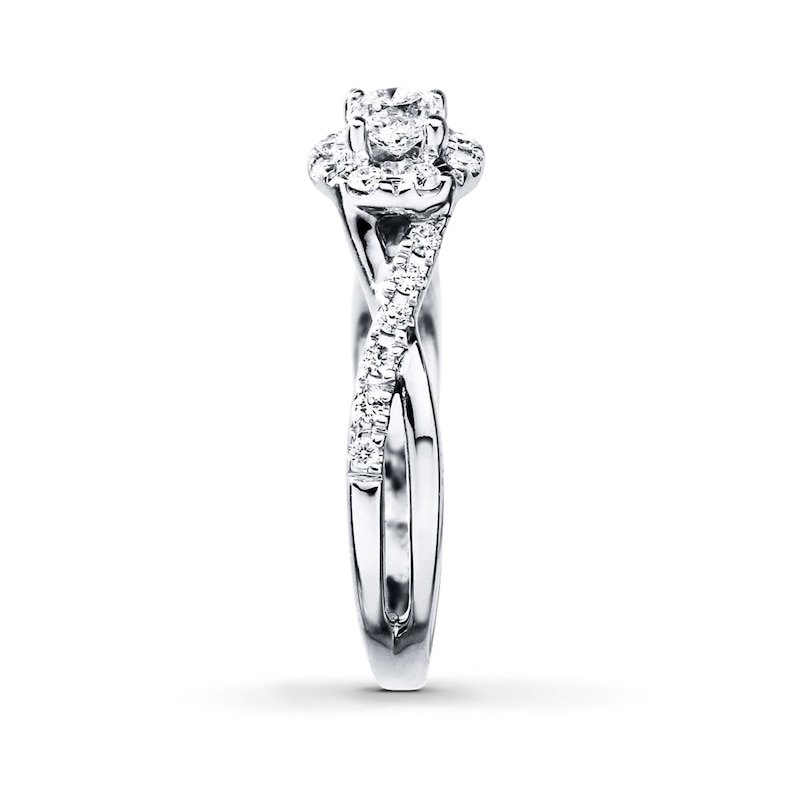 Main Image 3 of Previously Owned Diamond Engagement Ring 1/2 ct tw Round-cut 10K White Gold - Size 10