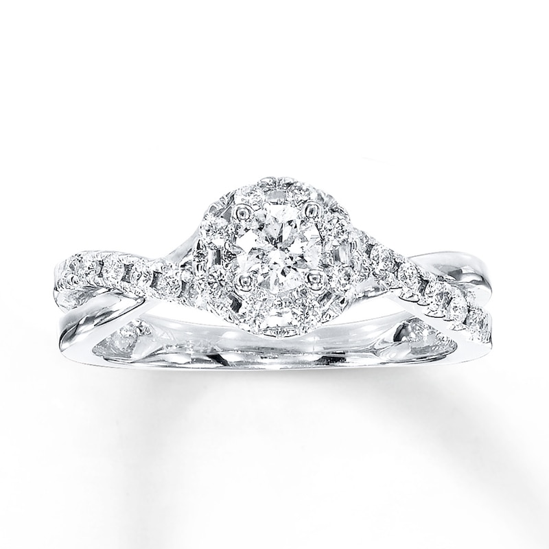 Main Image 1 of Previously Owned Diamond Engagement Ring 1/2 ct tw Round-cut 10K White Gold - Size 4.5