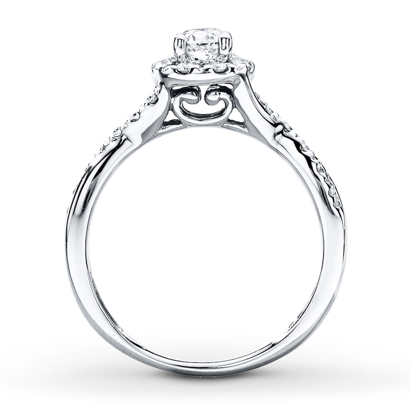 Main Image 2 of Previously Owned Diamond Engagement Ring 1/2 ct tw Round-cut 10K White Gold - Size 4.5