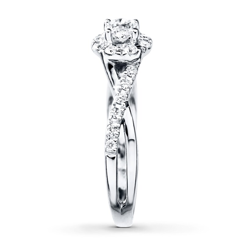 Main Image 3 of Previously Owned Diamond Engagement Ring 1/2 ct tw Round-cut 10K White Gold - Size 4.5