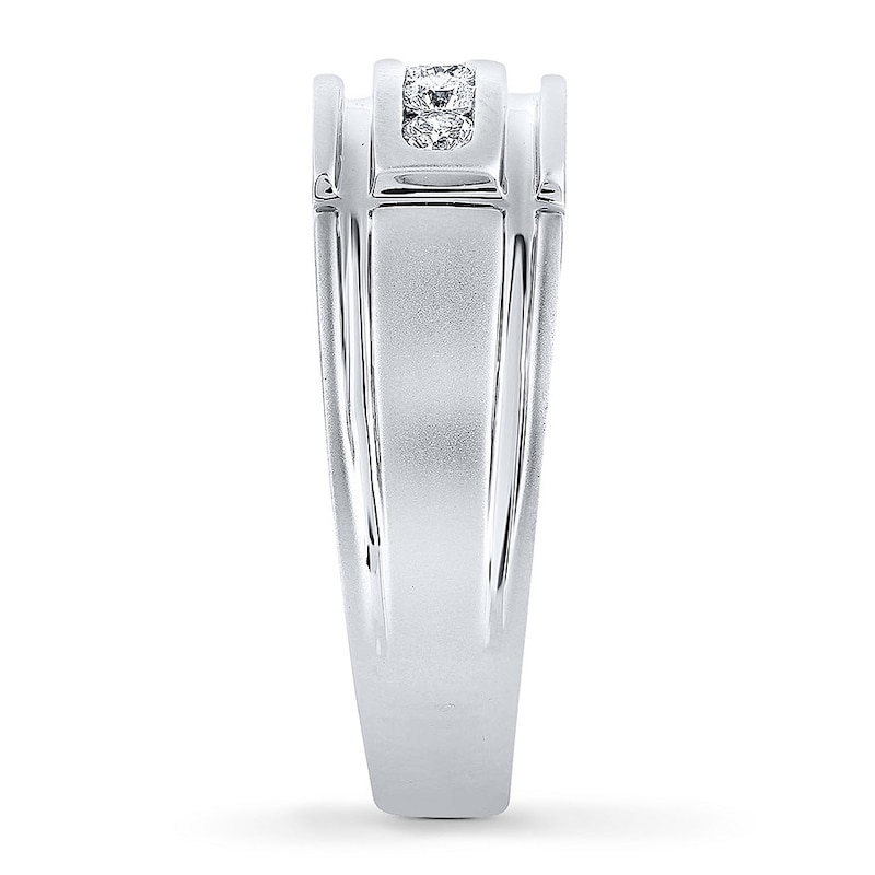 Main Image 3 of Previously Owned Men's THE LEO Wedding Band 3/8 ct tw Round-cut 14K White Gold Size 12.25