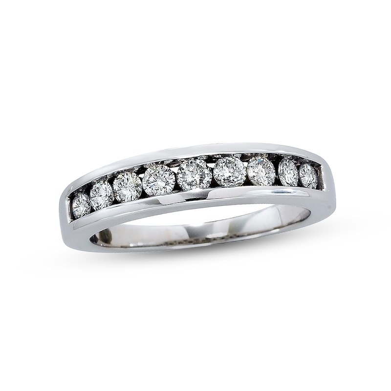 Main Image 1 of Previously Owned Diamond Wedding Band 3/8 ct tw Round-cut 14K White Gold Size 3.75