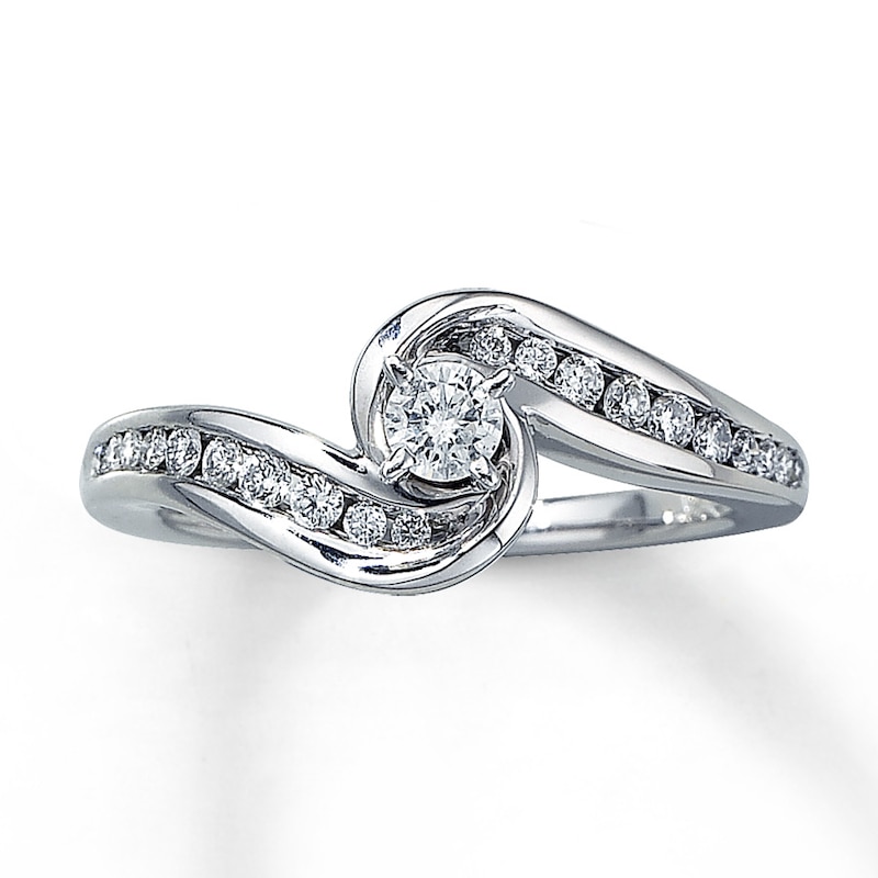 Main Image 1 of Previously Owned Diamond Engagement Ring 3/8 ct tw Round-cut 14K White Gold - Size 11