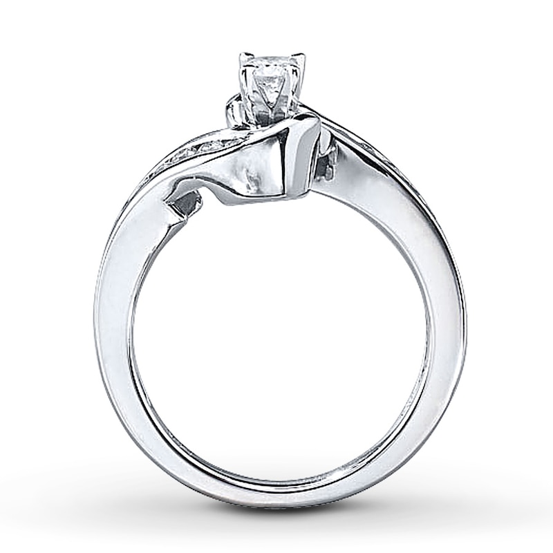 Main Image 2 of Previously Owned Diamond Engagement Ring 3/8 ct tw Round-cut 14K White Gold - Size 11