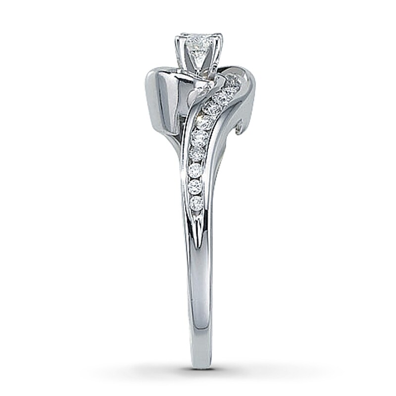 Main Image 3 of Previously Owned Diamond Engagement Ring 3/8 ct tw Round-cut 14K White Gold - Size 11
