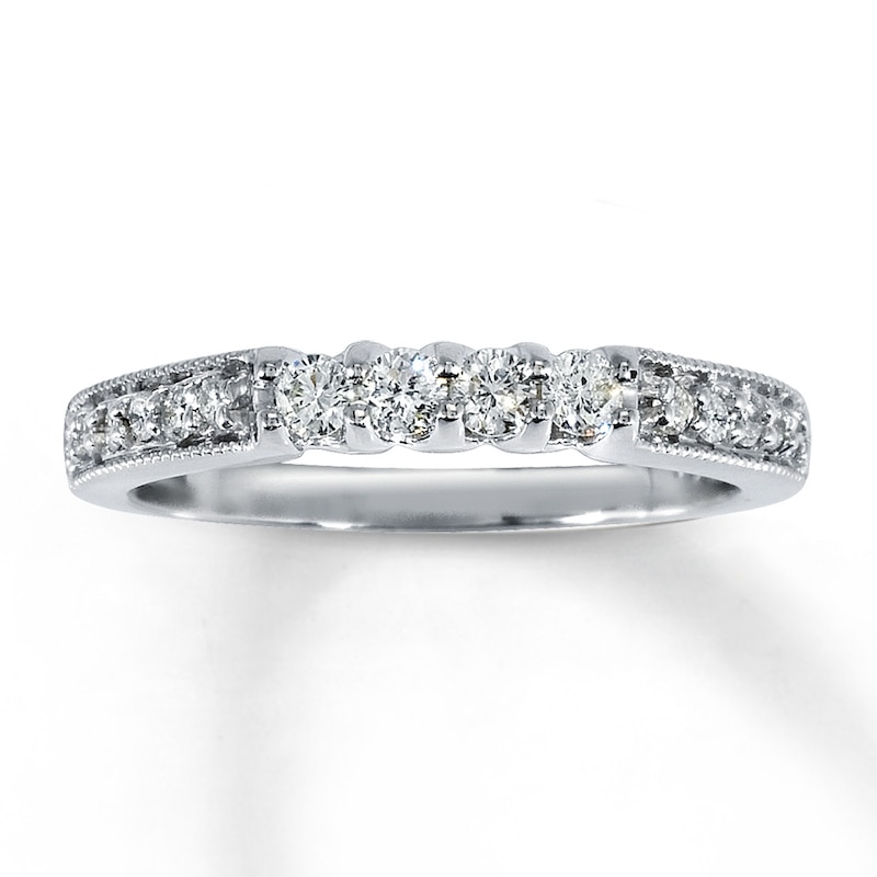 Main Image 1 of Previously Owned Diamond Wedding Band 1/3 ct tw Round-cut 14K White Gold Size 3.25