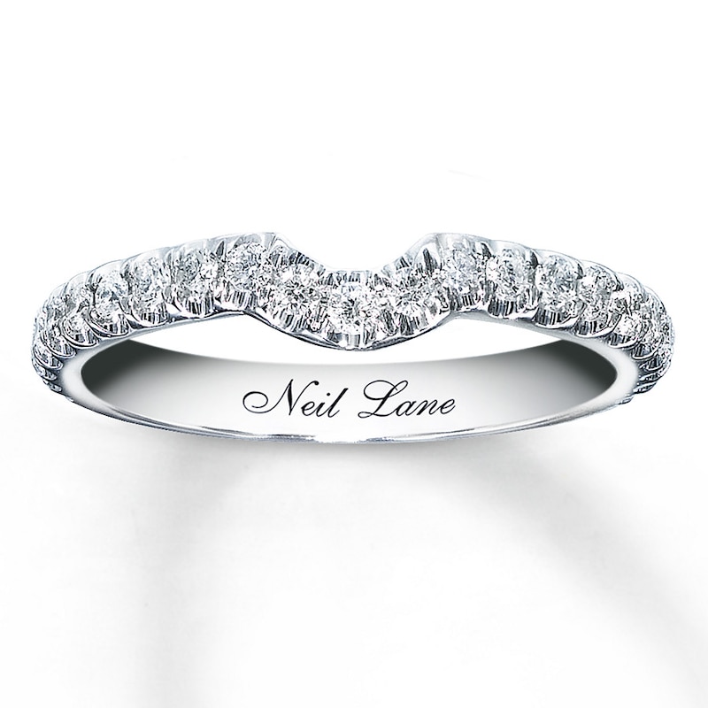 Main Image 1 of Previously Owned Neil lane Diamond Wedding Band 1/3 ct tw Round-cut 14K White Gold - Size 5