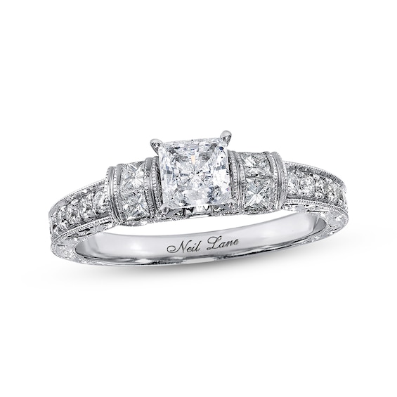 Previously Owned Neil Lane Diamond Engagement Ring 1-1/8 ct tw Princess & Round-cut 14K White Gold Size 4.75