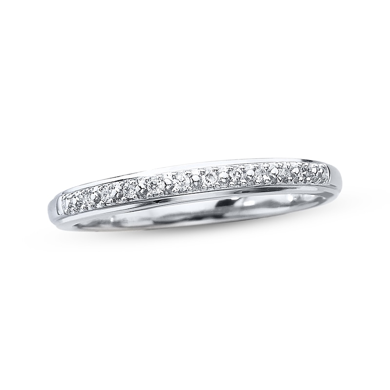 Main Image 1 of Previously Owned Diamond Wedding Band 1/20 ct tw Round-cut 10K White Gold - Size 4.5