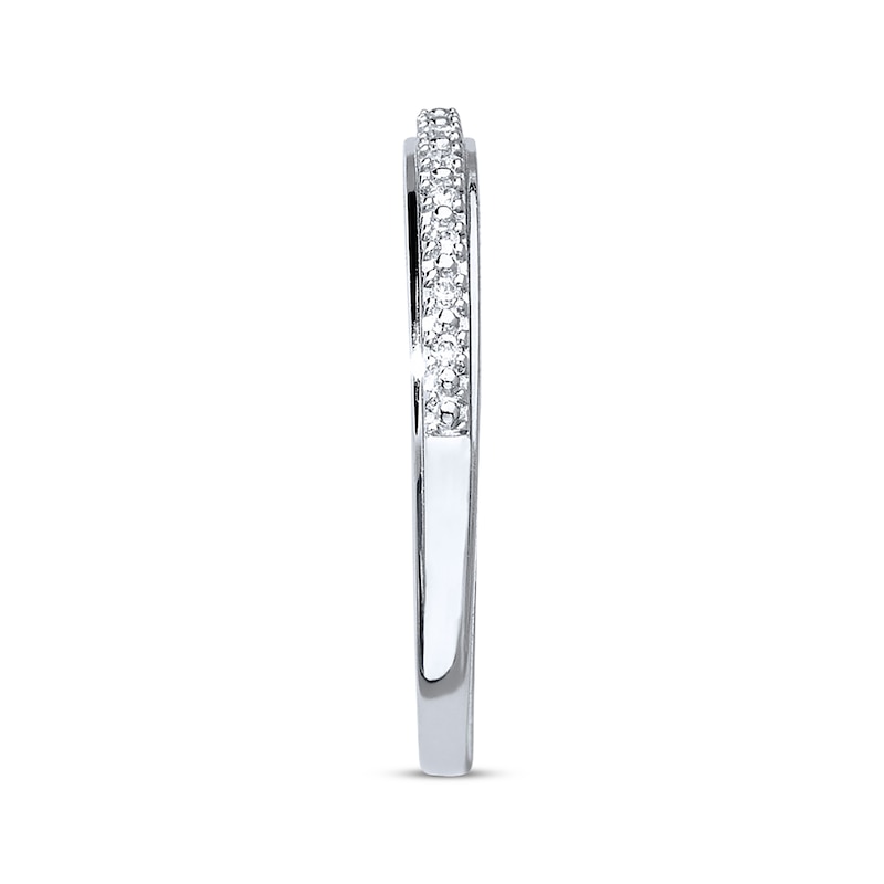 Main Image 2 of Previously Owned Diamond Wedding Band 1/20 ct tw Round-cut 10K White Gold - Size 4.5